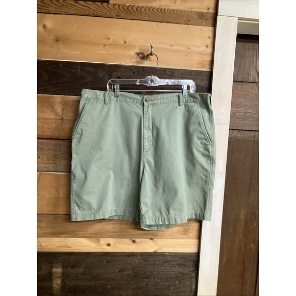 Men's Green Cotton Shorts Saddlebred 42 Flat Front 42 Cotton - Picture 1 of 7